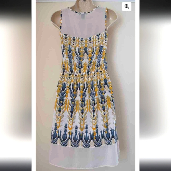 H&M Cream and Blue Sleeveless Sundress Size Large - Picture 3 of 8